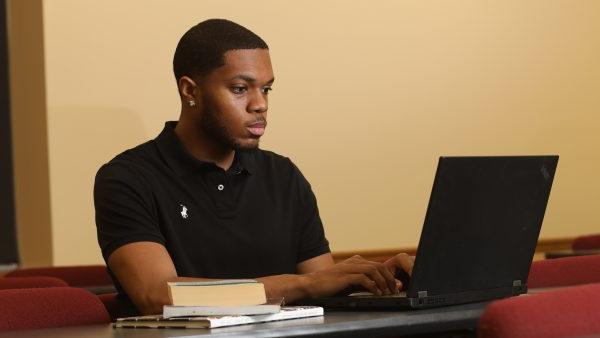 Student in front of computer